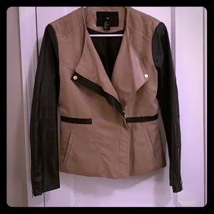 Two toned faux leather jacket